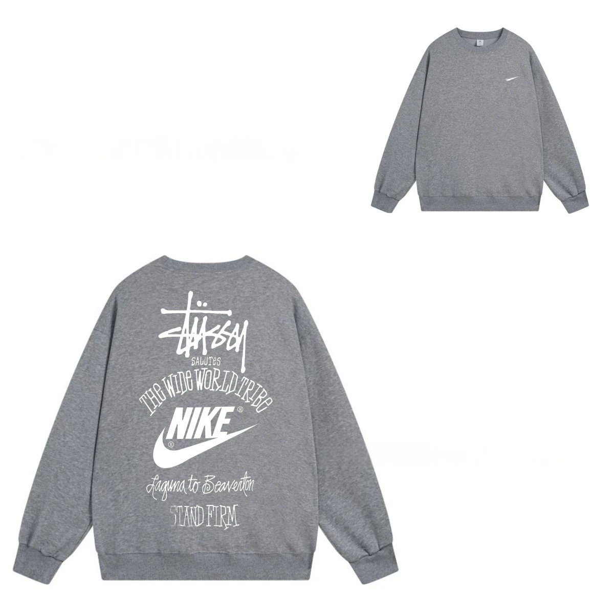 Stüssy Hoodies & Sweatshirts Crewneck Graphic Sweatshirt — 102 dark gray
