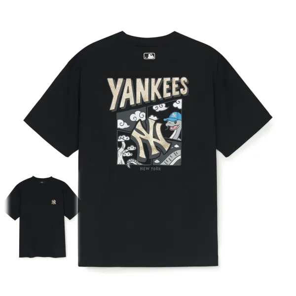 New York Yankees Graphic Print Black T-Shirt - 1