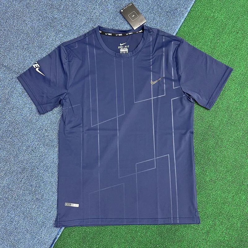 Nike T-Shirts Short-Sleeve Ankle Skeleton Graphic T-Shirt — Vertical-striped blue short-sleeve shirt