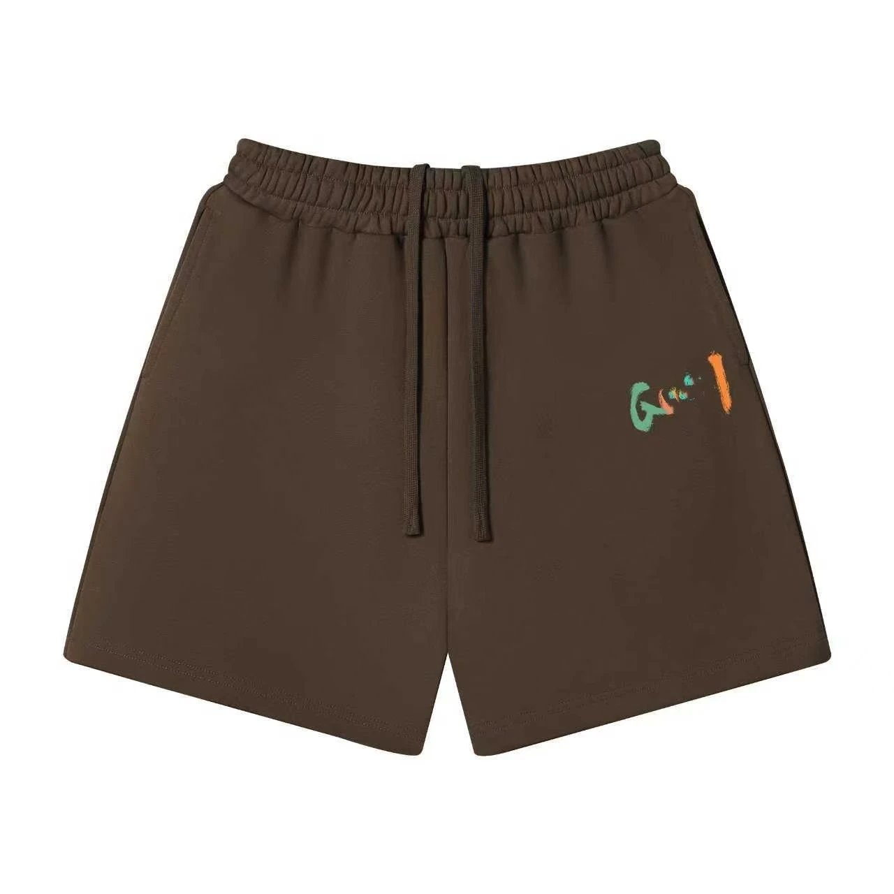 Unbranded Shorts Elastic-Waist Drawstring Graphic — 54 Mocha color