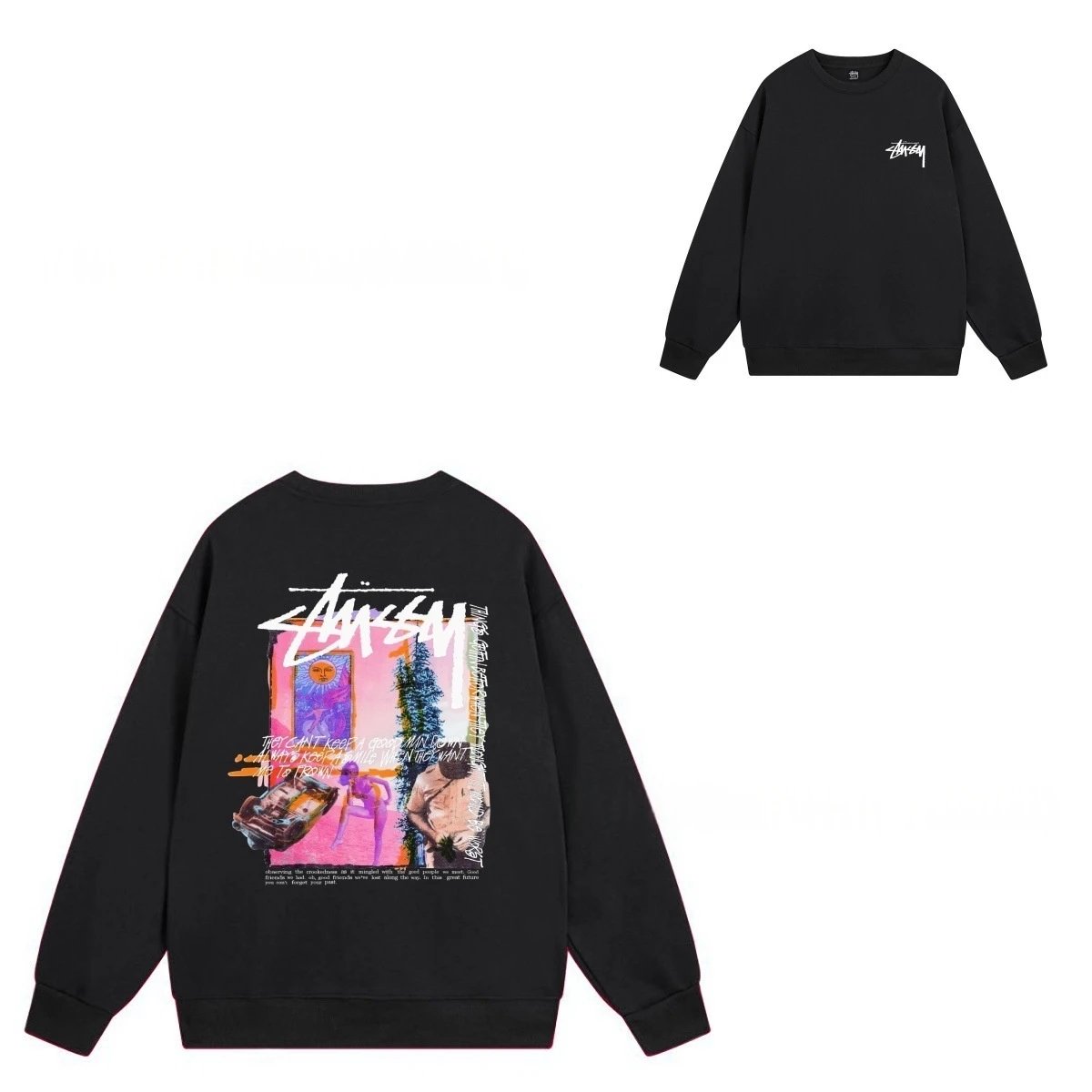 Stüssy Hoodies & Sweatshirts Crewneck Graphic Sweatshirt — 105 black