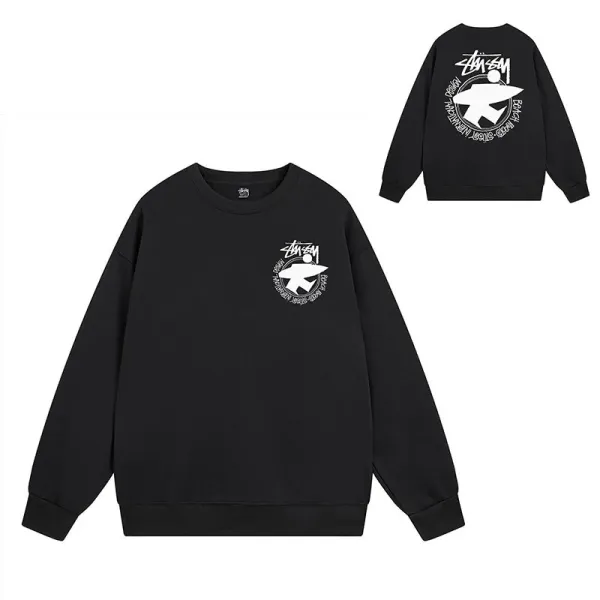 Stüssy Surf Logo Crewneck Black Hoodie - 1
