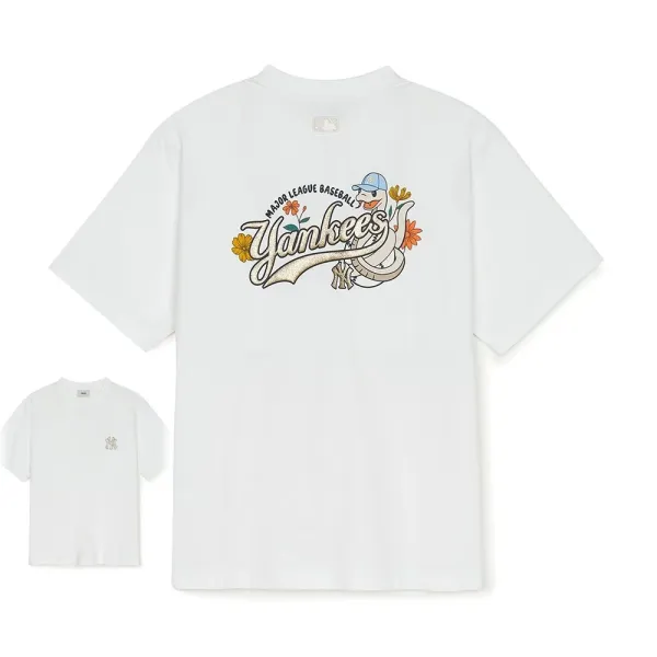 MLB New York Yankees Floral Snake Graphic T-Shirt White - 1