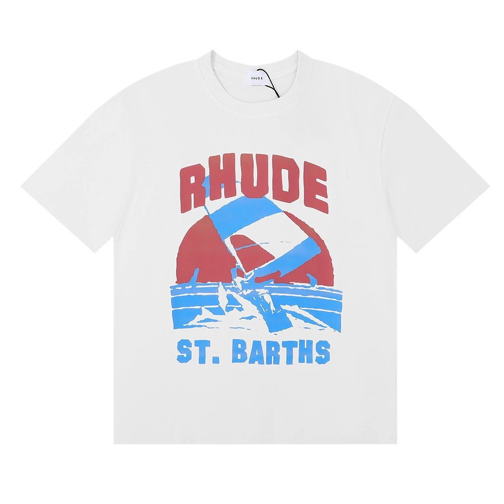 Rhude T-Shirts Graphic Print — 5069 white