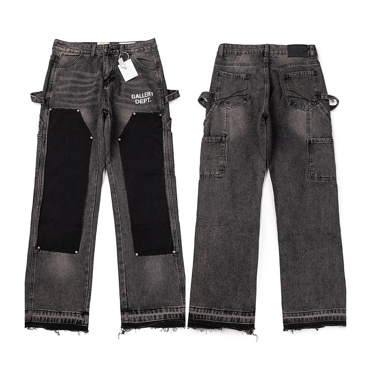Gallery Dept. Shorts Distressed paint-splatter denim — 4084 black
