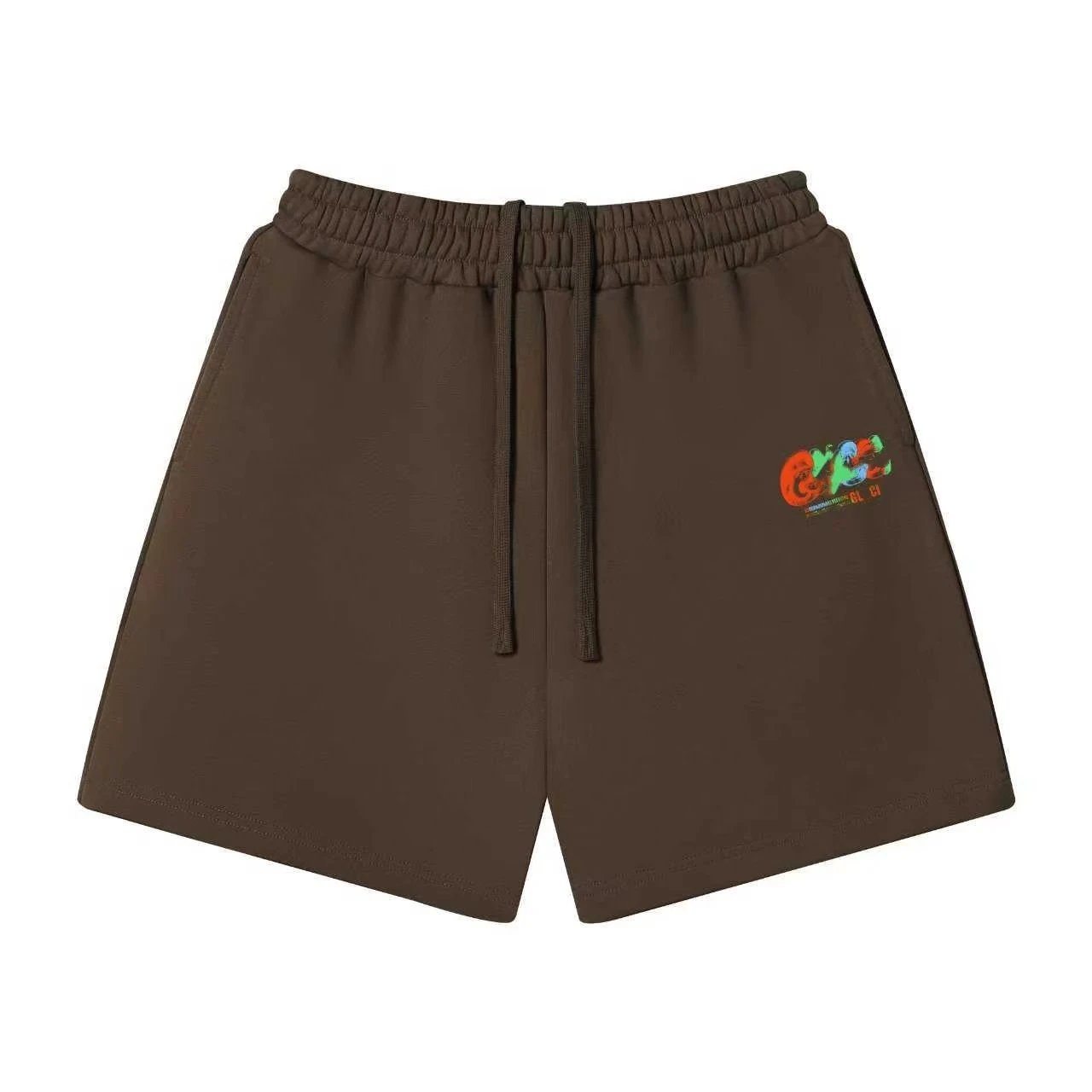 Unbranded Shorts Elastic-Waist Drawstring Graphic — 55 Mocha color