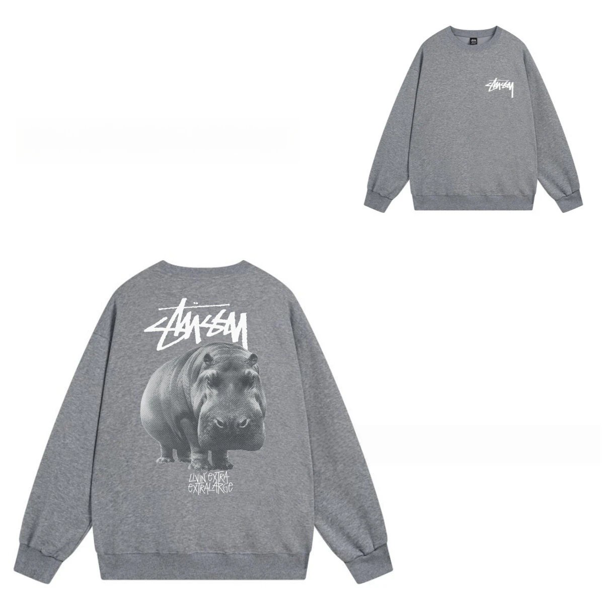 Stüssy Hoodies & Sweatshirts Crewneck Graphic Sweatshirt — 104 Dark Gray