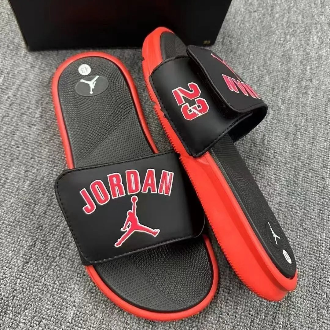 Nike Slippers Adjustable hook-and-loop slide — Air Jordan 23 Black and Red
