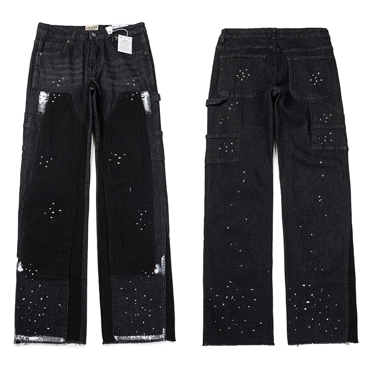 Gallery Dept. Shorts Distressed paint-splatter denim — 4085 black