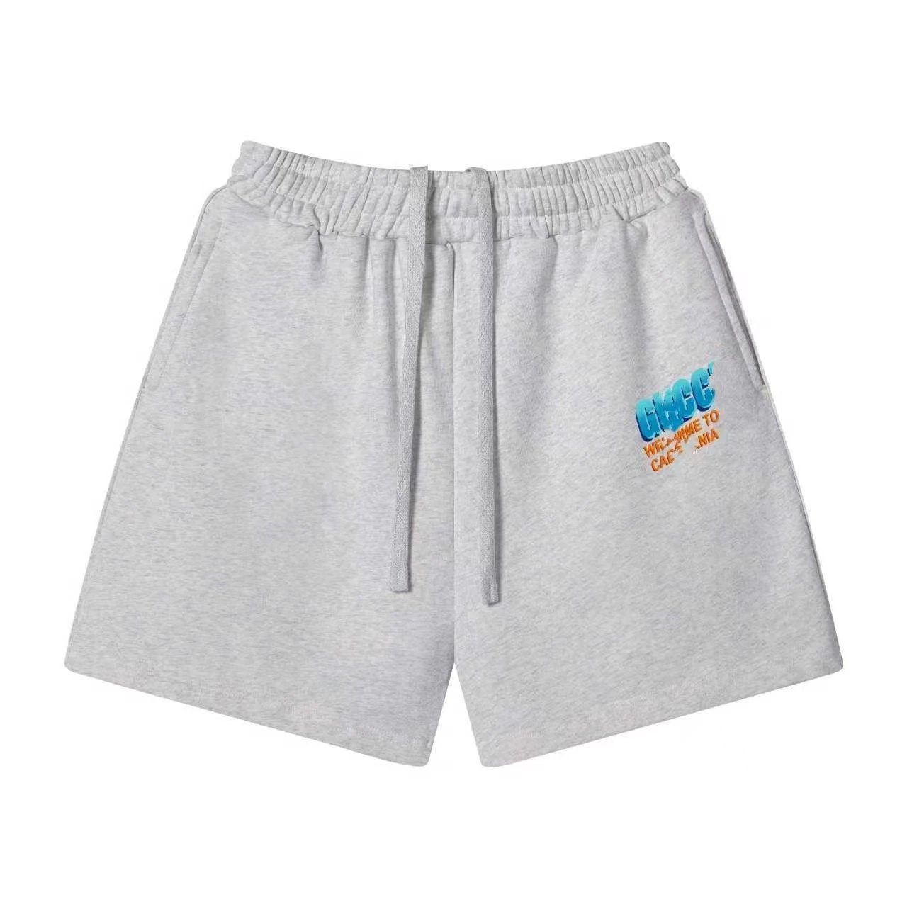 Unbranded Shorts Elastic-waist drawstring with graphic logo print — 31 White and gray