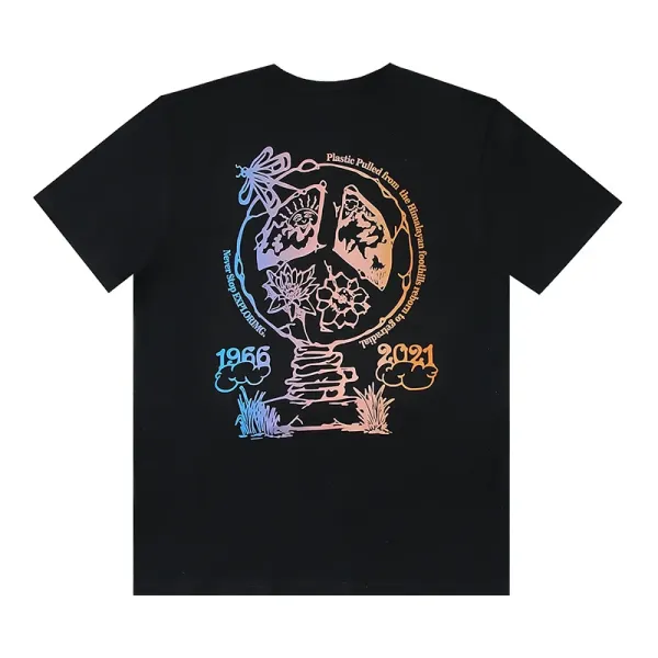 Design Peace Sign Graphic Print Black T-Shirt - 1
