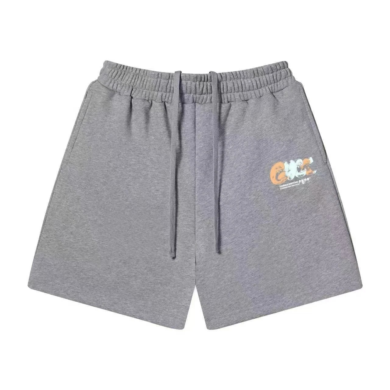 Unbranded Shorts Elastic-waist drawstring with graphic logo print — 35 Heather gray