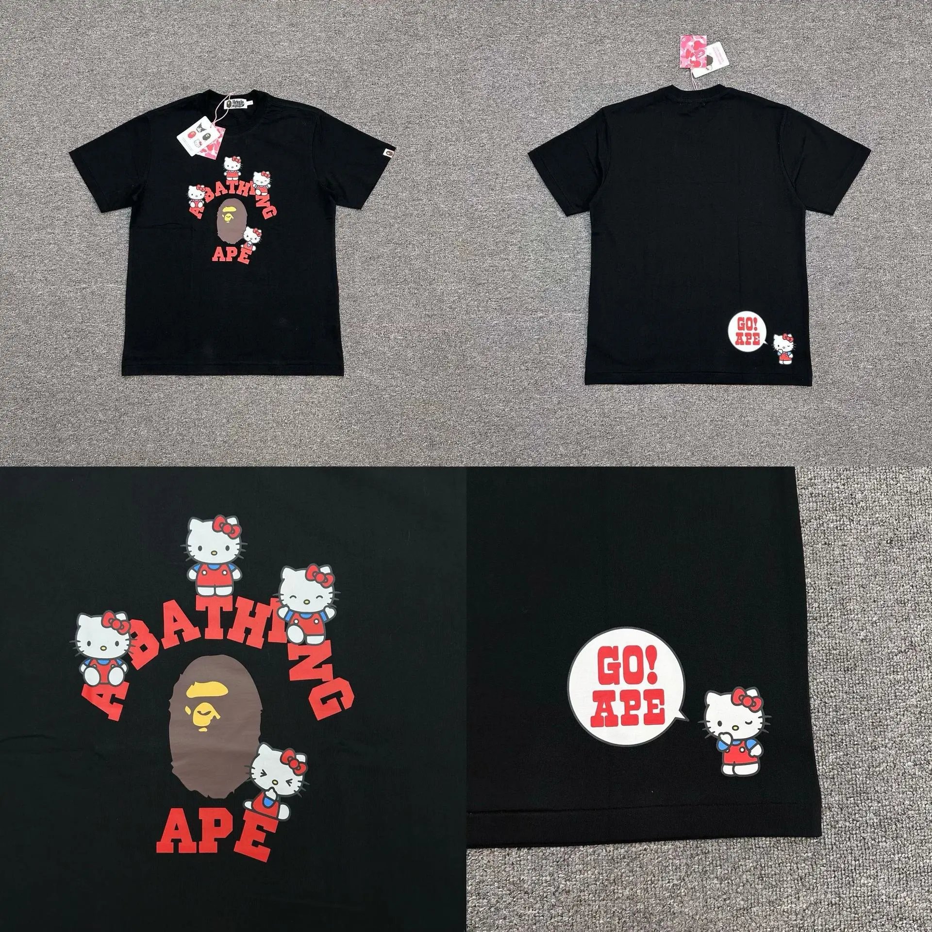 A Bathing Ape T-Shirts Baby Milo Sanrio Character Graphic — full circle kitty black