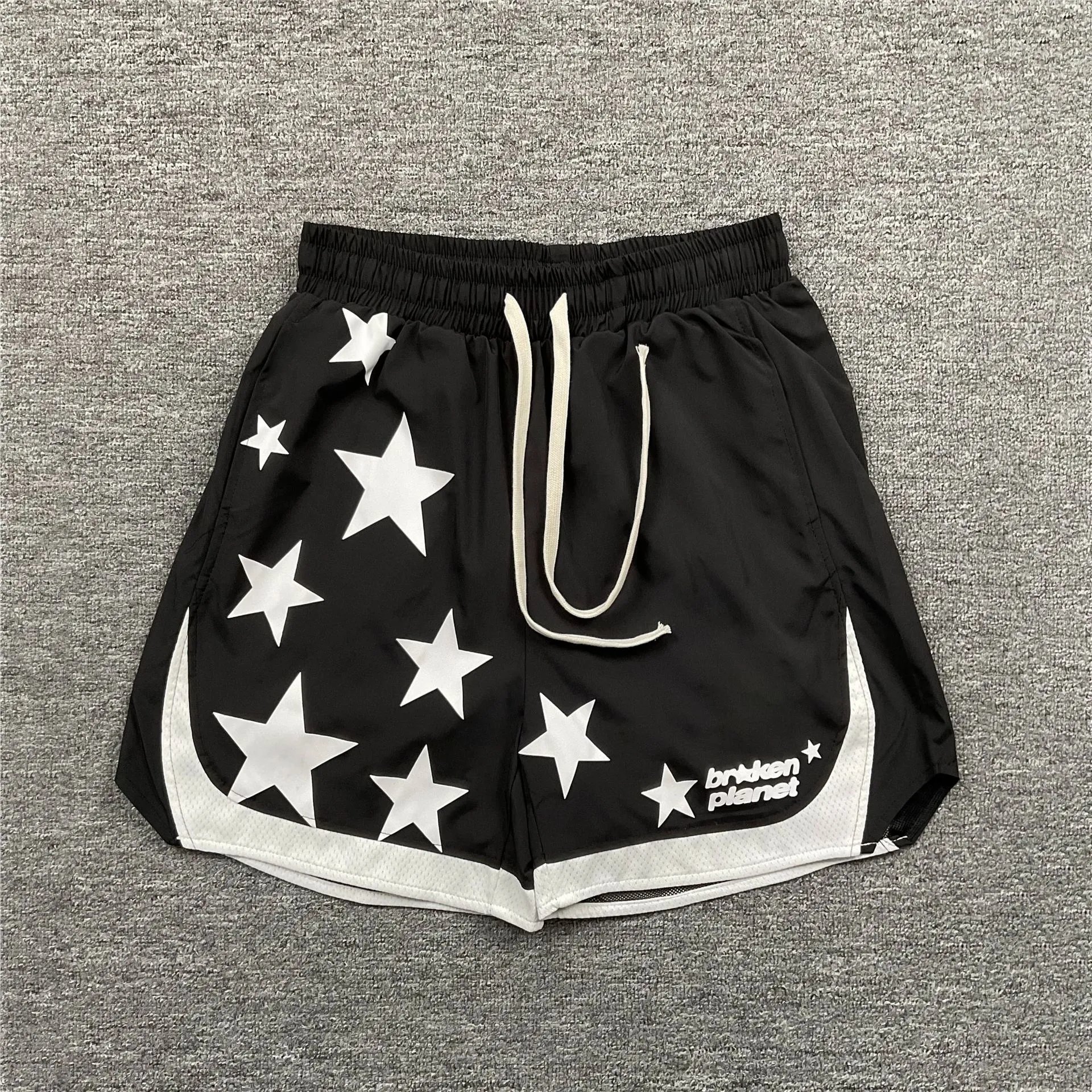 Broken Planet Shorts Graphic Panel Drawstring — 8380 black