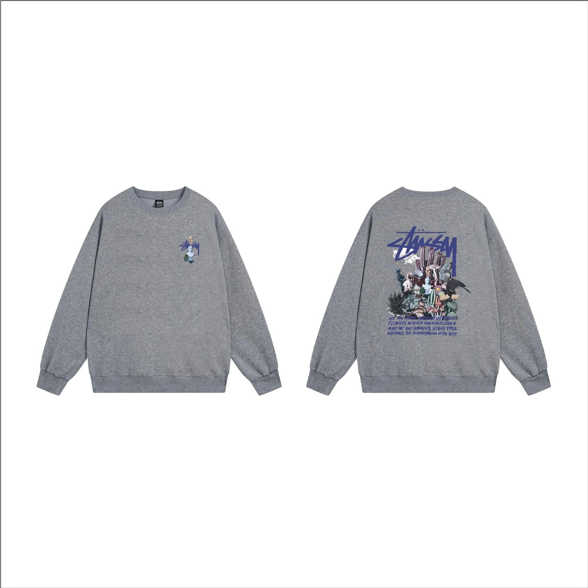 Stüssy Hoodies & Sweatshirts Crewneck Graphic Sweatshirt — 104 Dark Gray