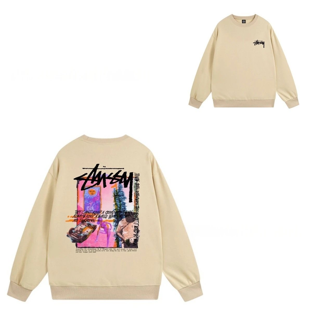 Stüssy Hoodies & Sweatshirts Crewneck Graphic Sweatshirt — 105 Apricot Color