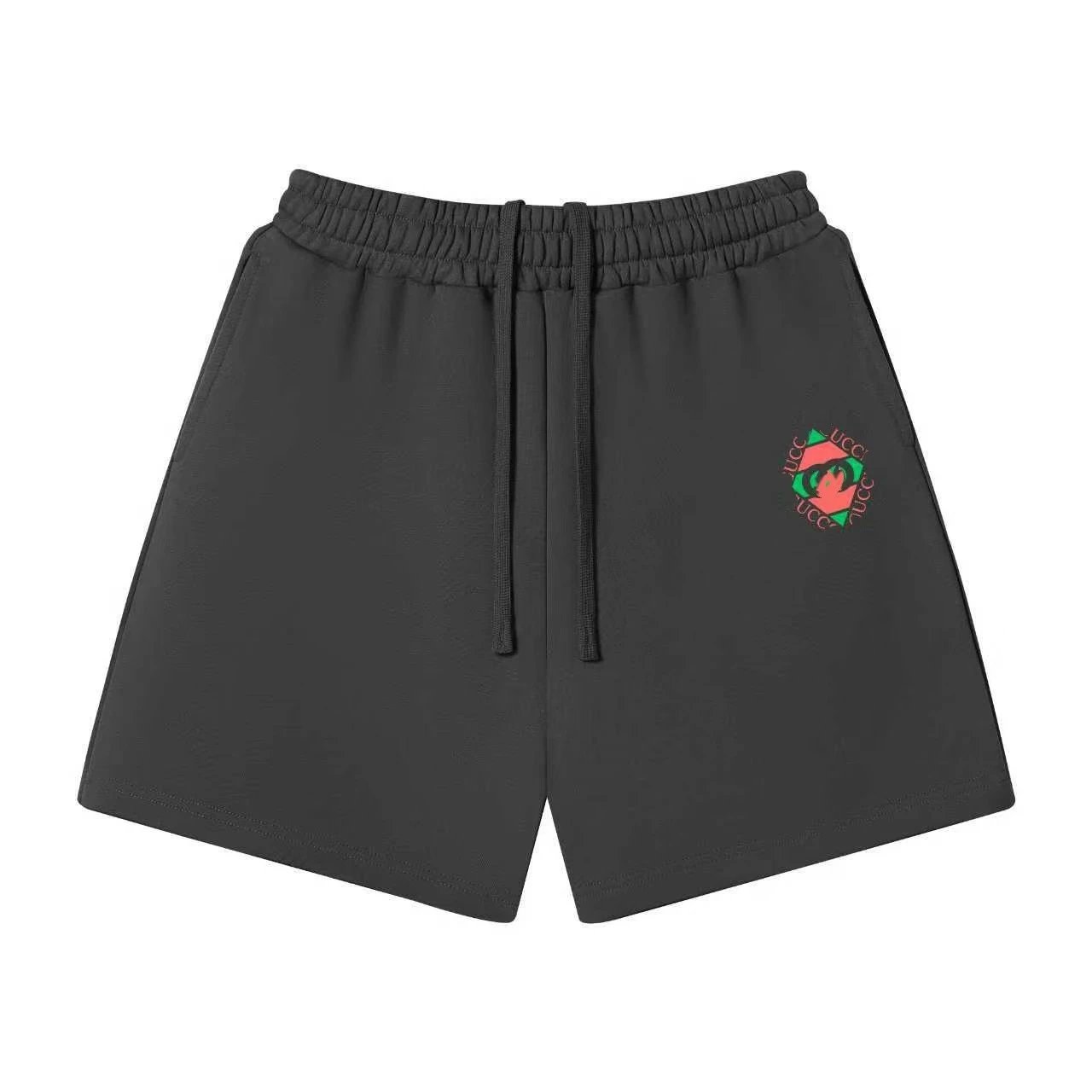 Unbranded Shorts Elastic-waist drawstring with graphic logo print — 33 Dark Gray