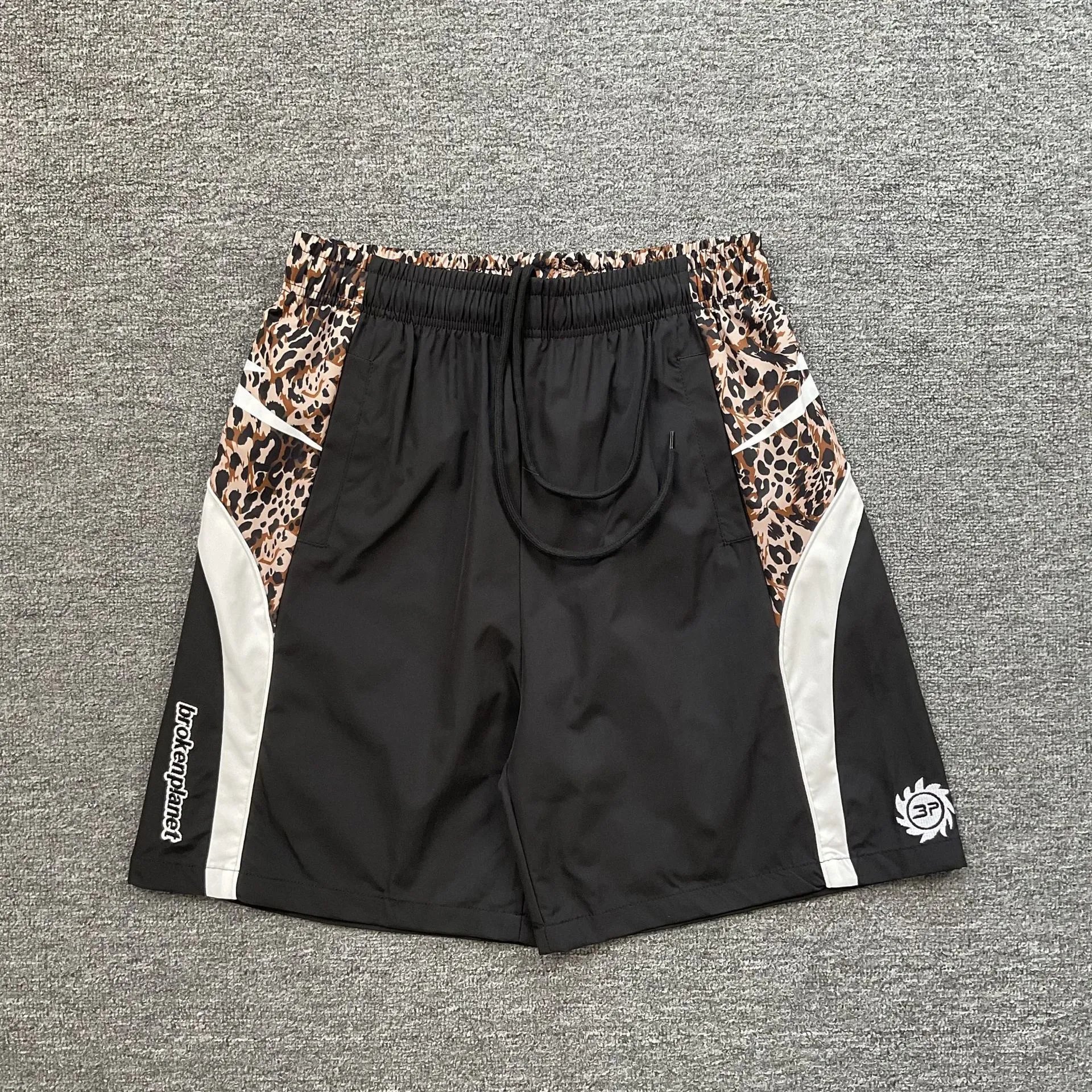 Broken Planet Shorts Graphic Panel Drawstring — 6116 black