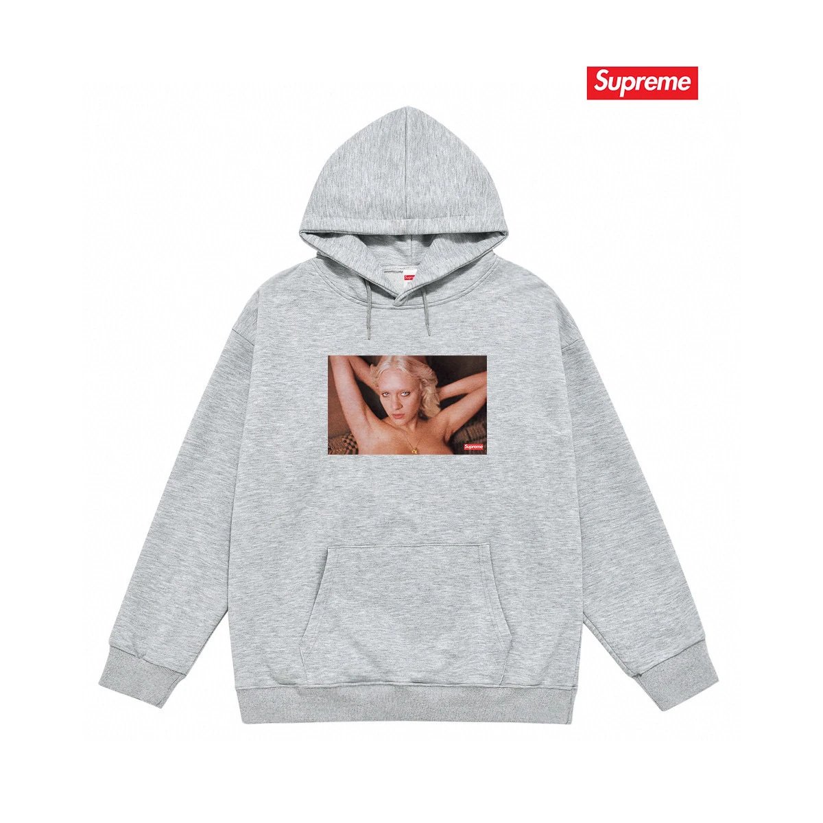 Supreme Hoodies & Sweatshirts Graphic Print Pullover Hoodie — S 2055 gray