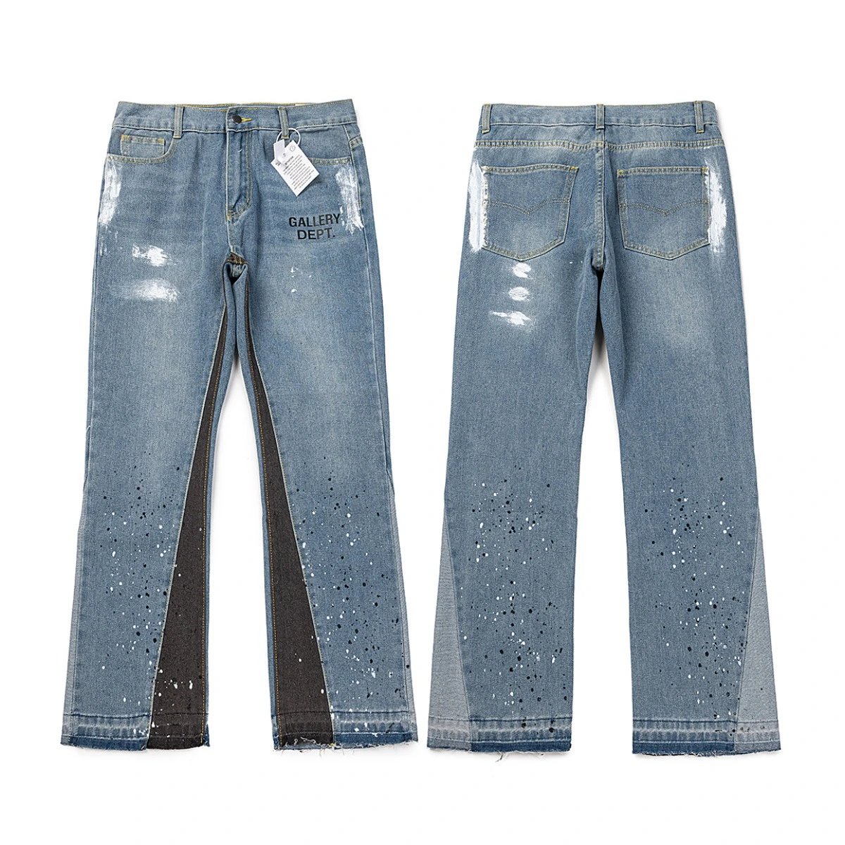 Gallery Dept. Shorts Distressed paint-splatter denim — 4083 blue