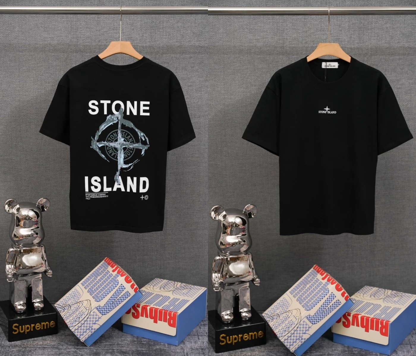 Stone Island T-Shirts Compass Graphic Short-Sleeve T-Shirt — SD 21 Black