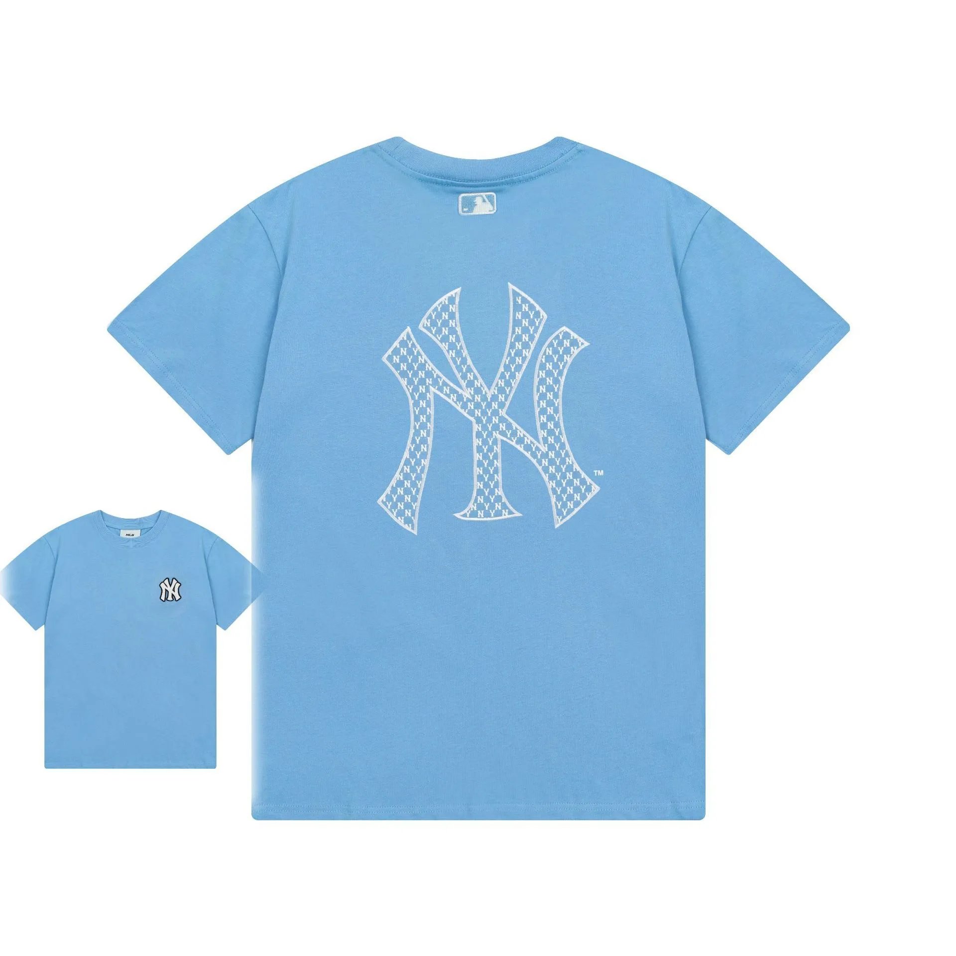 MLB T-Shirts Baseball Team Logo Short-Sleeve T-Shirt — 926 Sky Blue (Front and Back Embroidery)