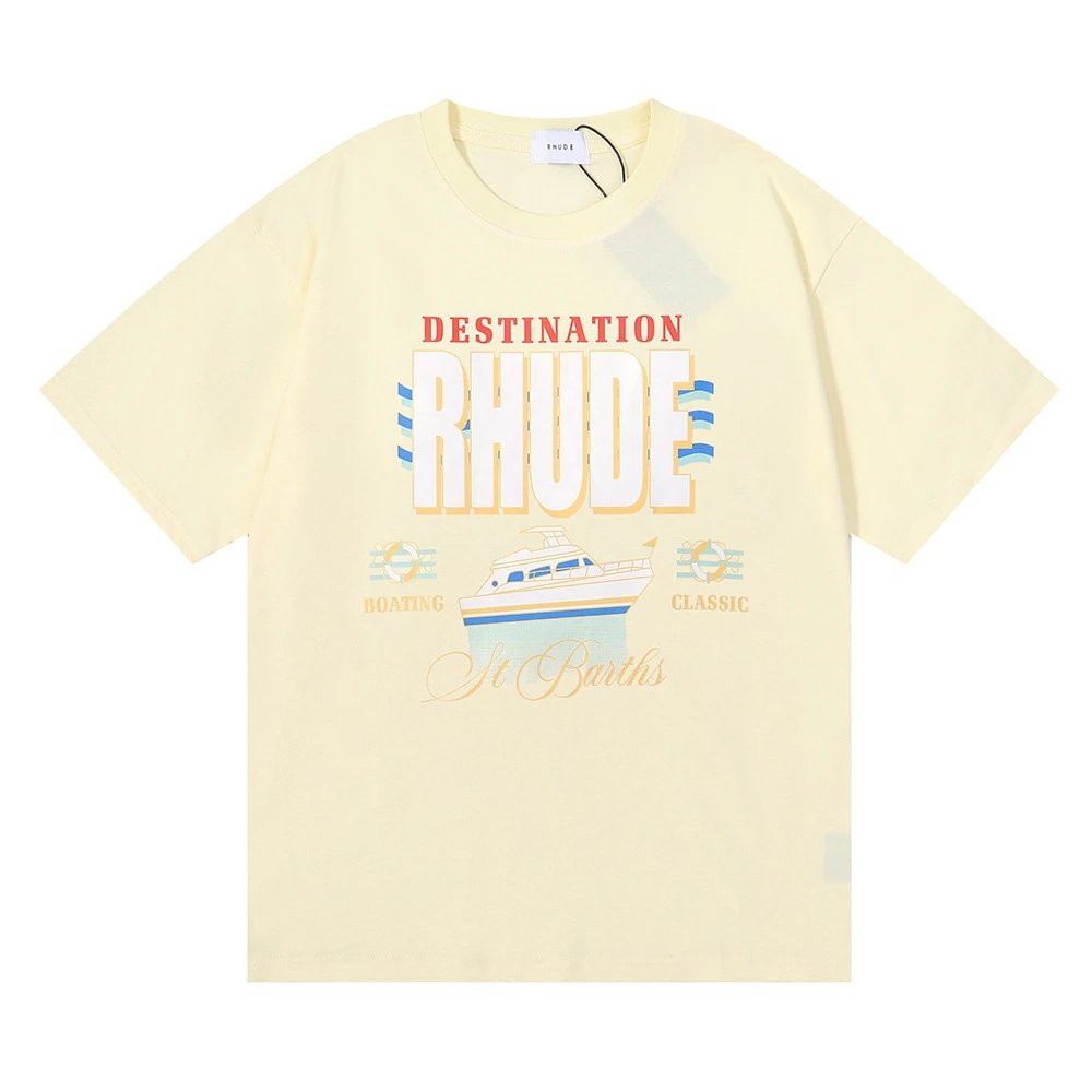 Rhude T-Shirts Graphic Print — 5061 Apricot color