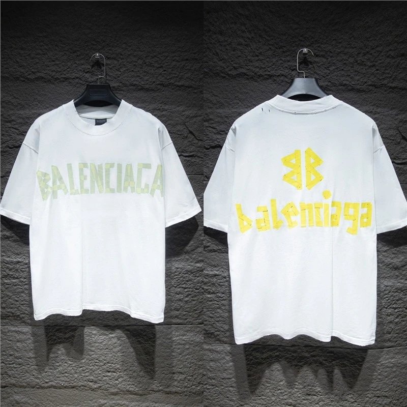 Balenciaga T-Shirts Logo Graphic Oversized Short-Sleeve T-Shirt — 5027 white