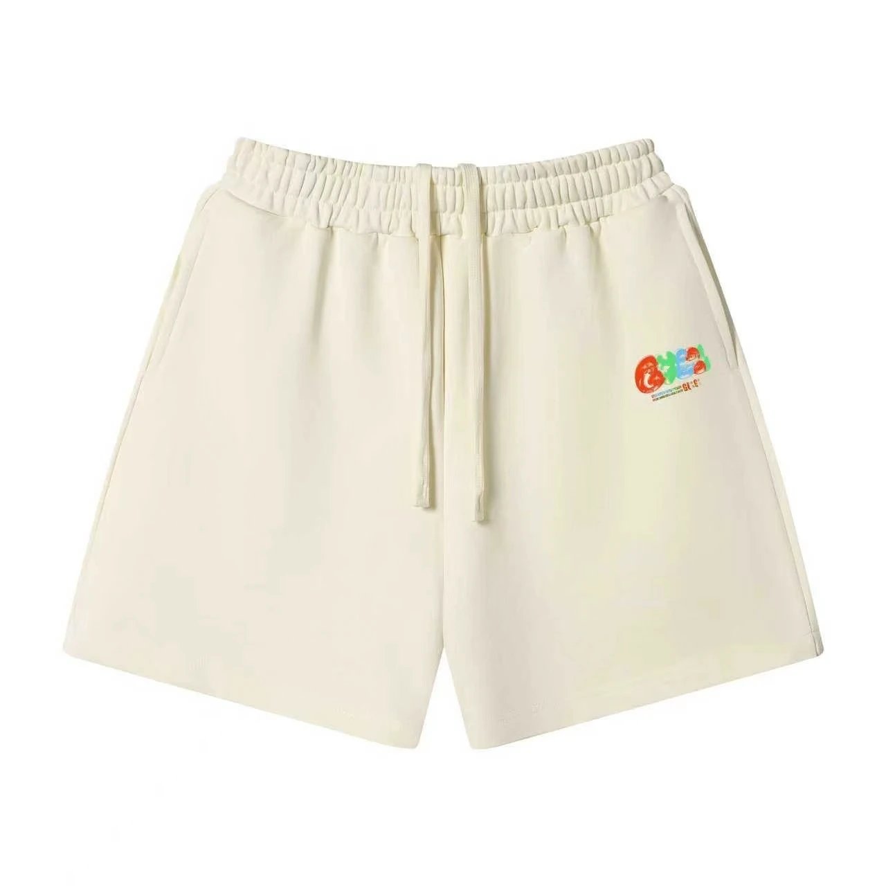 Unbranded Shorts Elastic-Waist Drawstring Graphic — 55 Beige