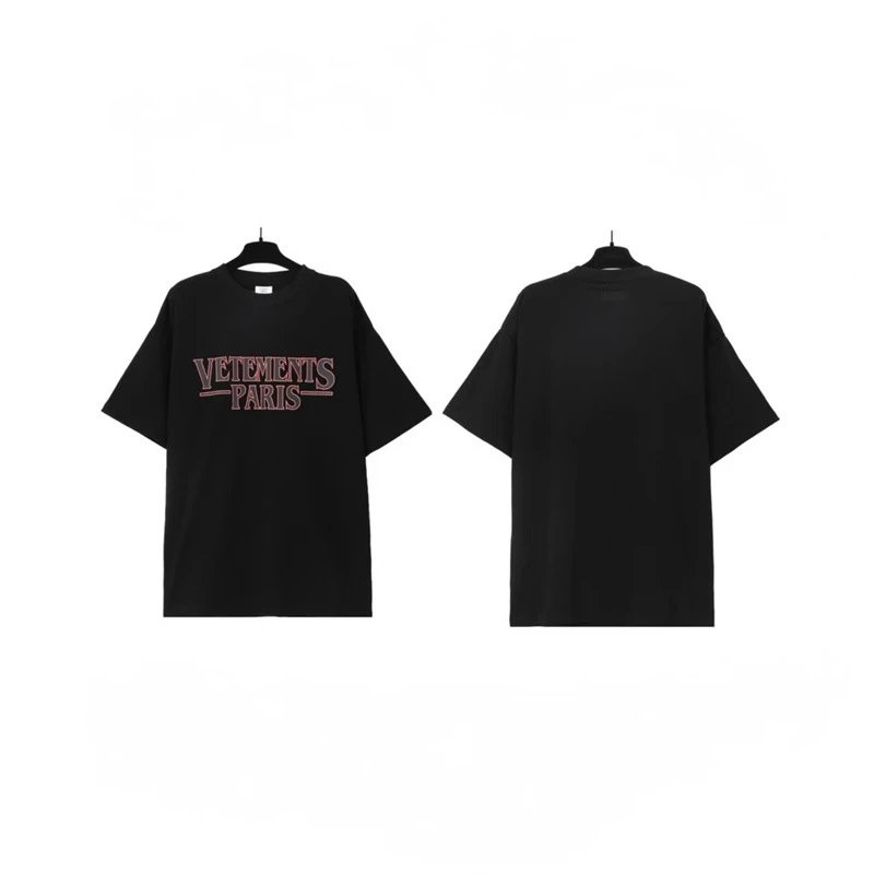 Vetements T-Shirts Graphic Print — Black Cutout Letters 7016