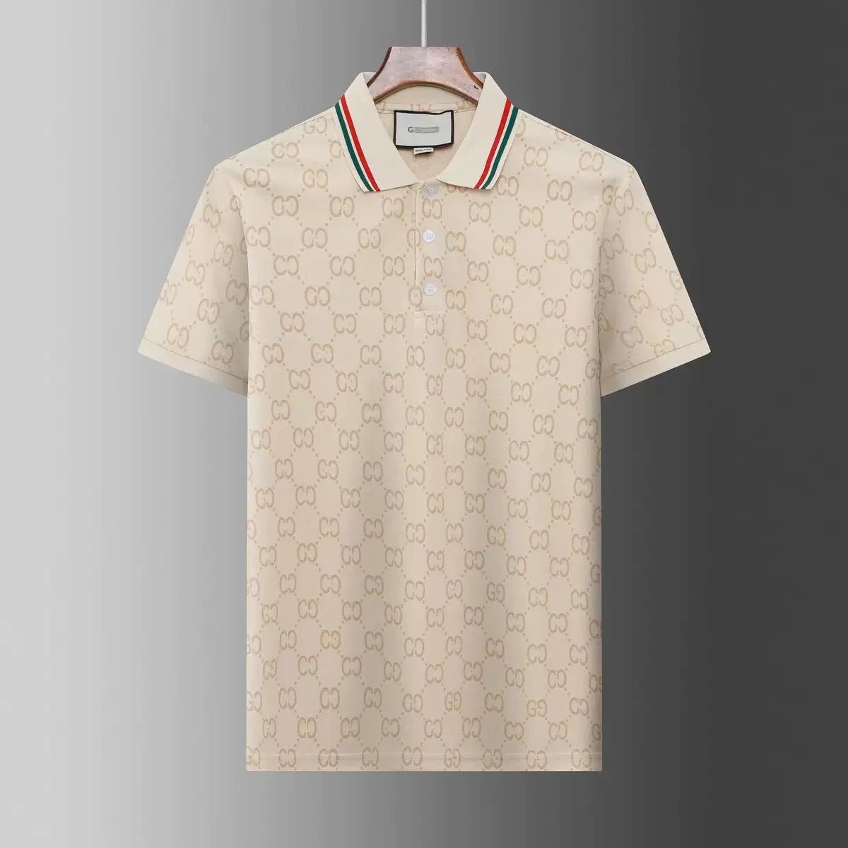 Gucci T-Shirts Short-Sleeve Polo Shirt with Contrast Striped Collar — 30