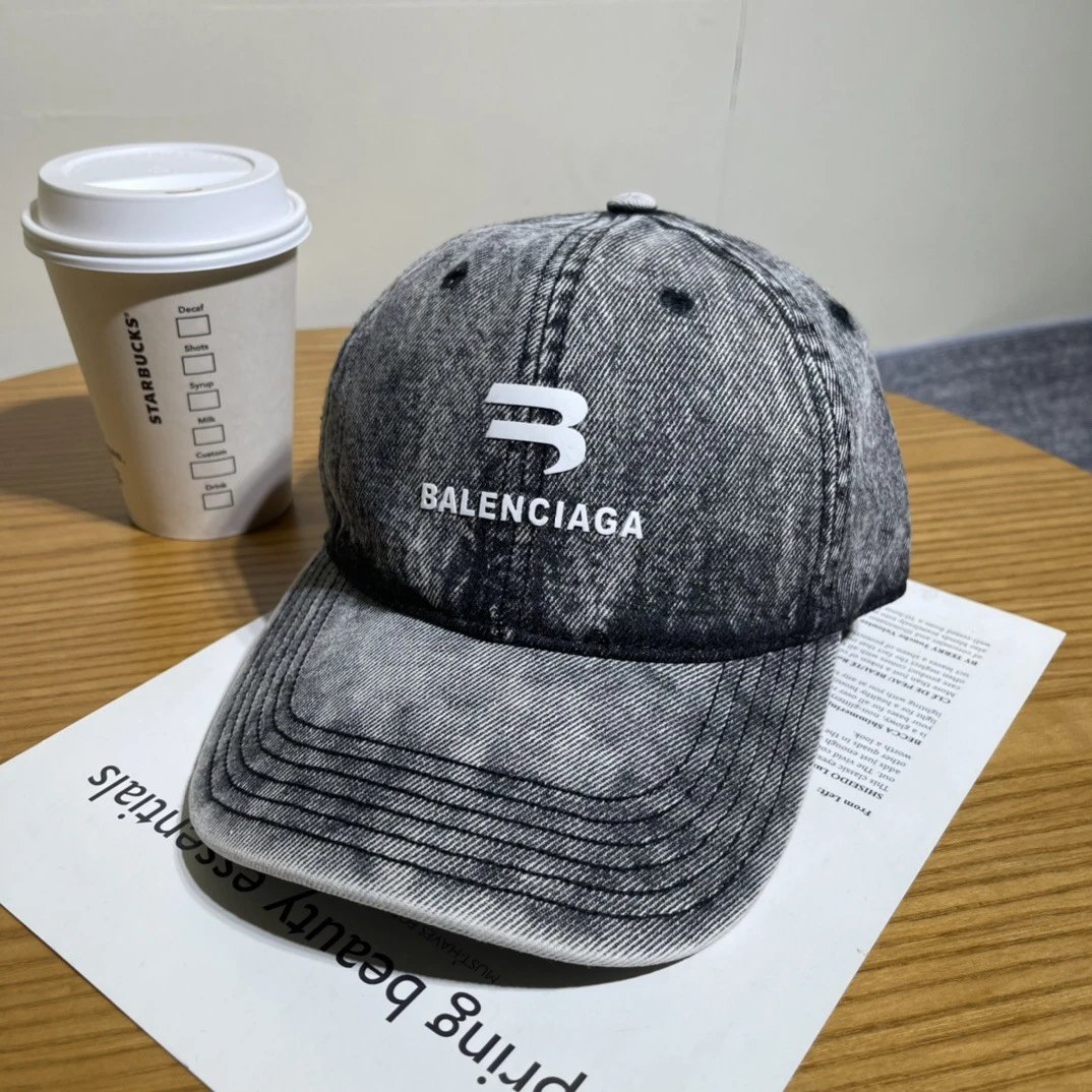 Balenciaga Hats Distressed Embroidered Baseball Cap — 17-2