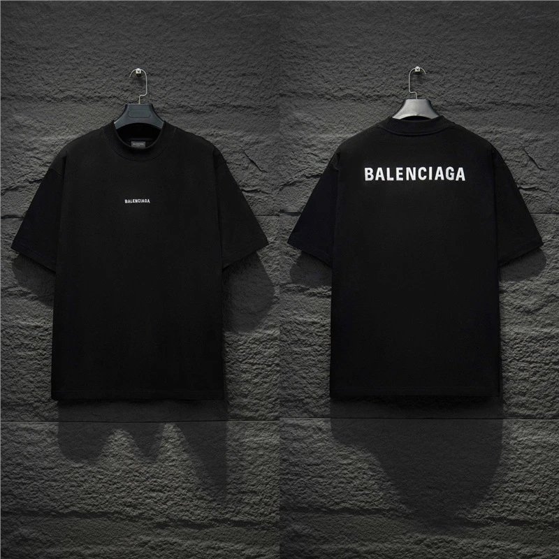 Balenciaga T-Shirts Logo Graphic Oversized Short-Sleeve T-Shirt — 5033 black