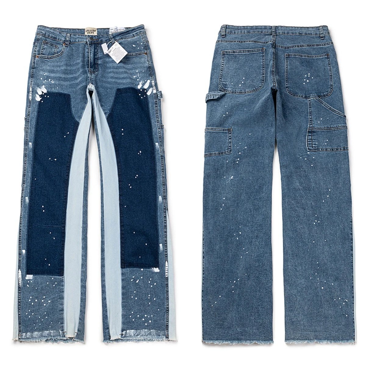 Gallery Dept. Shorts Distressed paint-splatter denim — 4085 blue