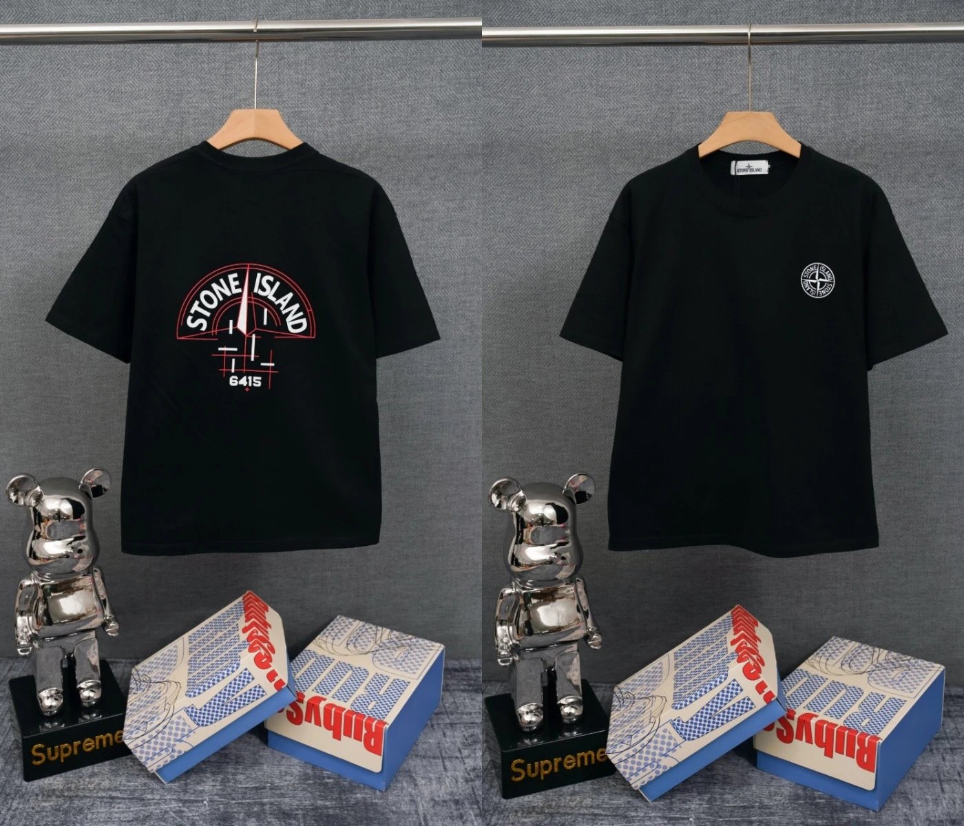 Stone Island T-Shirts Compass Graphic Short-Sleeve T-Shirt — SD 10 Black