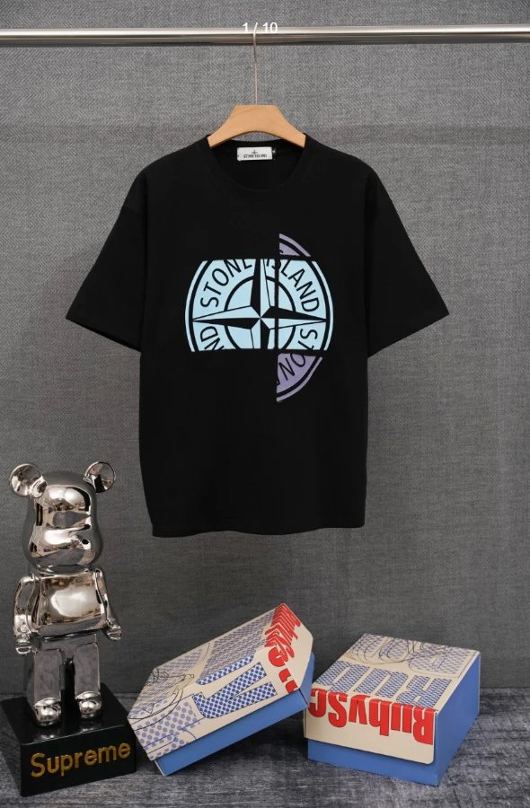 Stone Island T-Shirts Compass Graphic Short-Sleeve T-Shirt — SD 41 Black