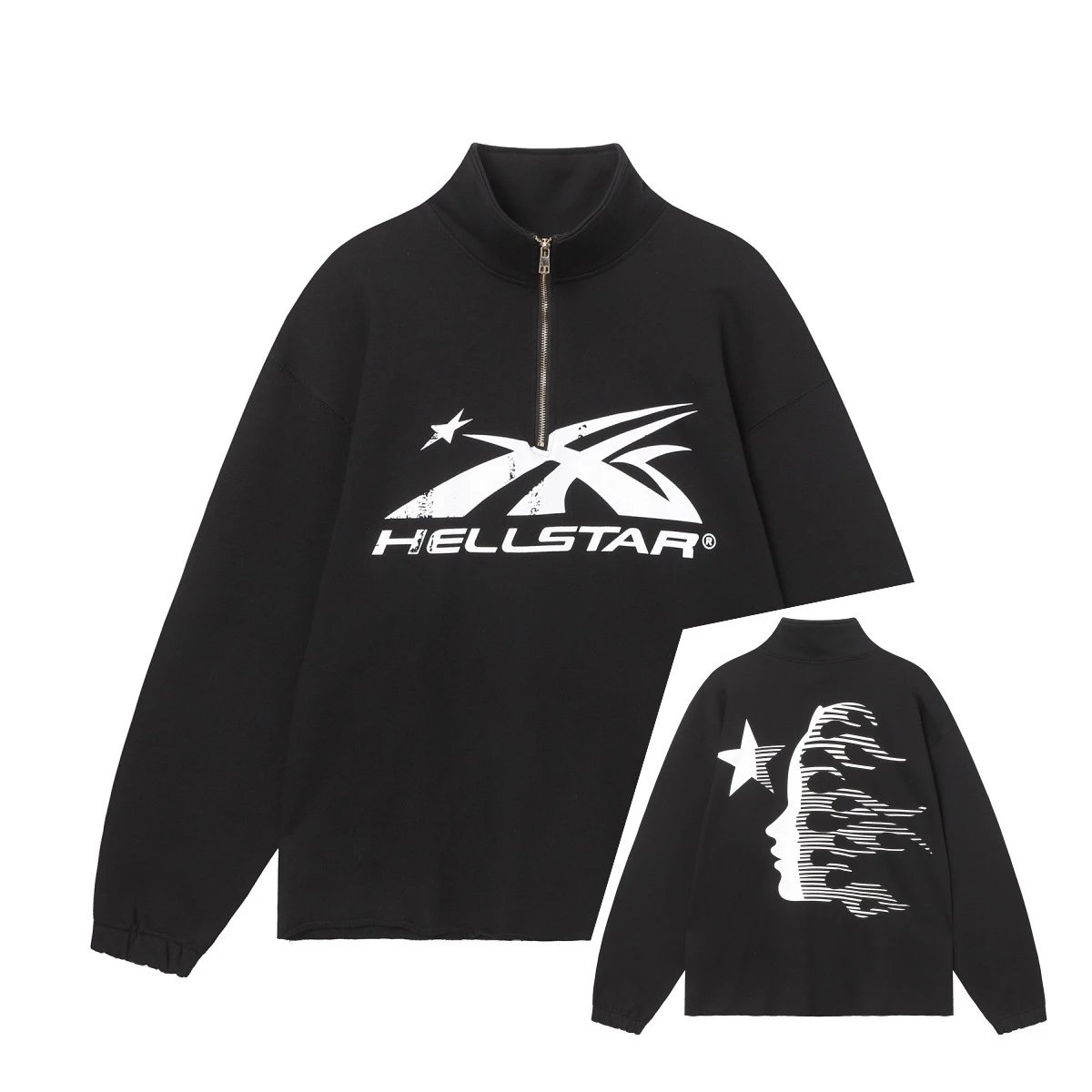 Hellstar Hoodies & Sweatshirts Graphic quarter-zip sweatshirt — 3272 Black