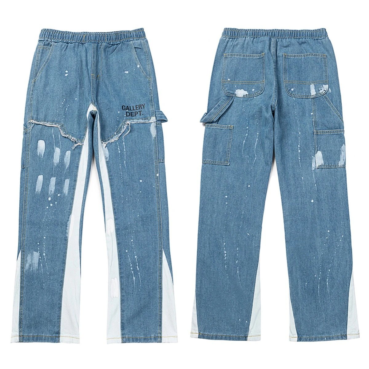 Gallery Dept. Shorts Distressed paint-splatter denim — 4087 blue