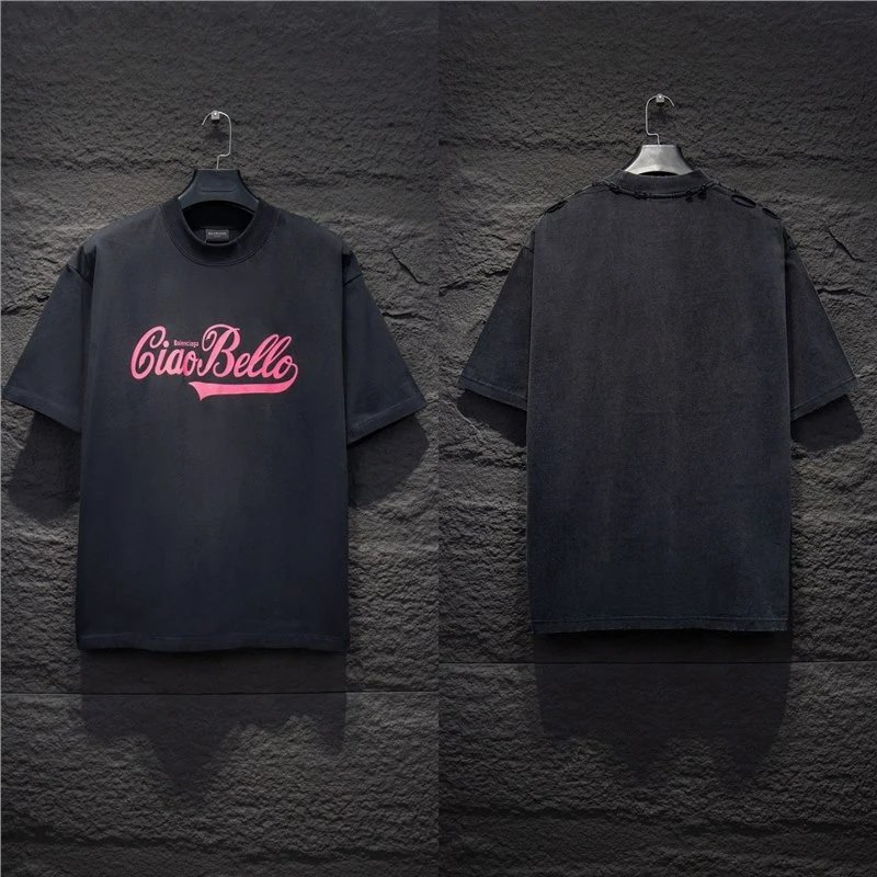 Balenciaga T-Shirts Logo Graphic Oversized Short-Sleeve T-Shirt — 5177 Black