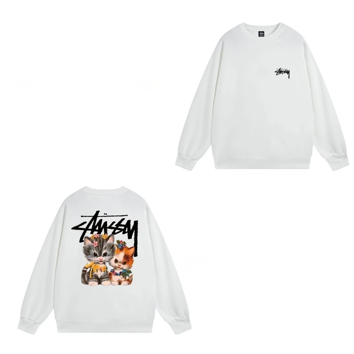 Stüssy Hoodies & Sweatshirts Crewneck Graphic Sweatshirt — 103 white