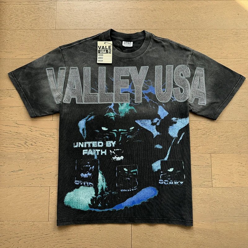 Vale Lives T-Shirts Washed graphic short-sleeve T-shirt — 8117 Washed black
