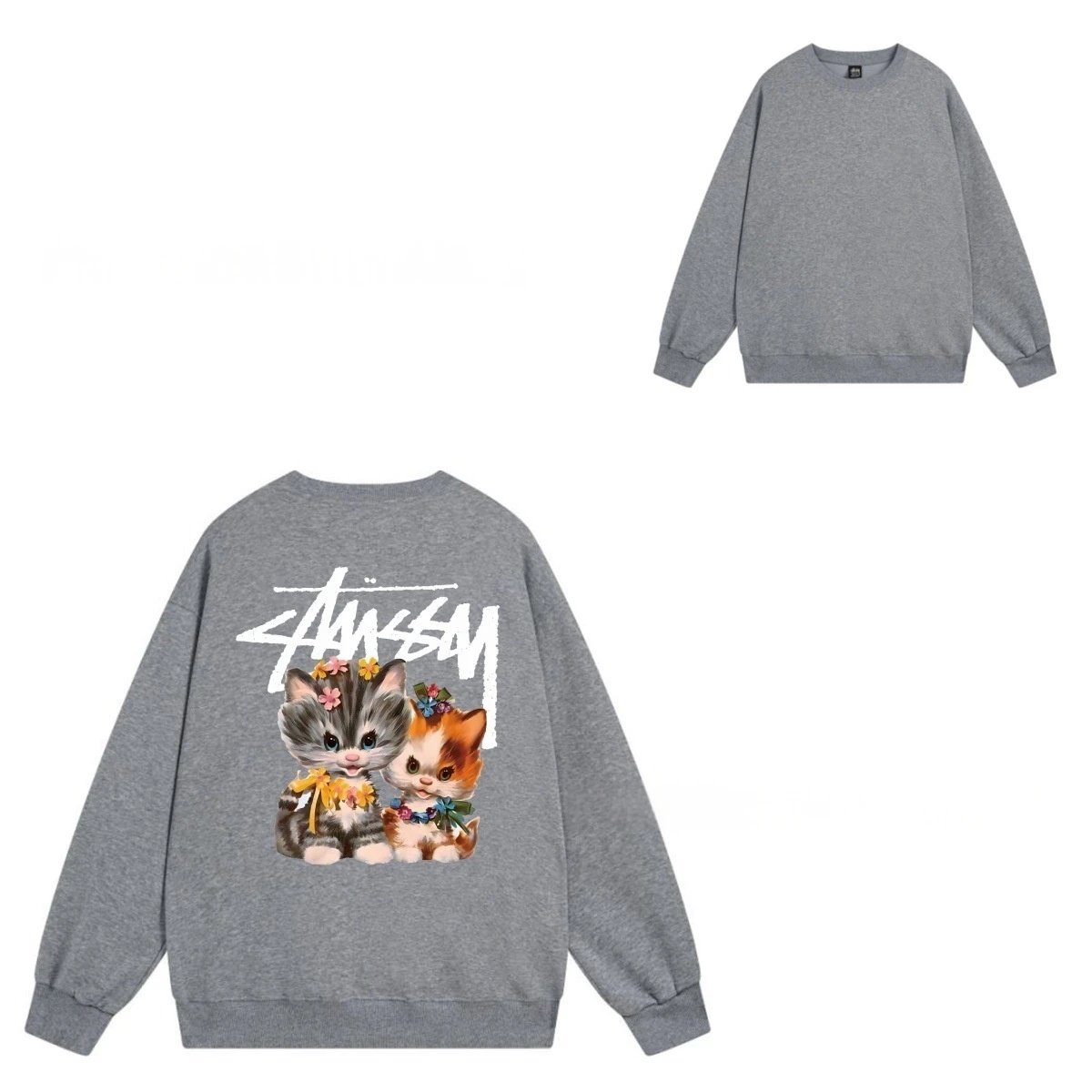 Stüssy Hoodies & Sweatshirts Crewneck Graphic Sweatshirt — 103 Dark Gray