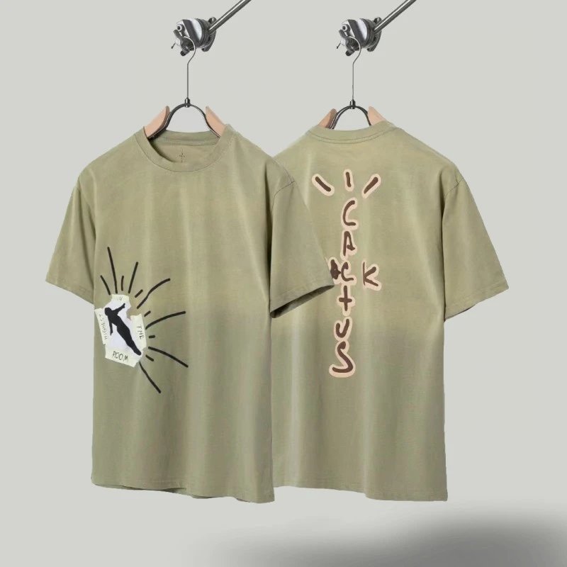 Unbranded T-Shirts Graphic Print Crewneck T-Shirt — TS 58 Gray-green