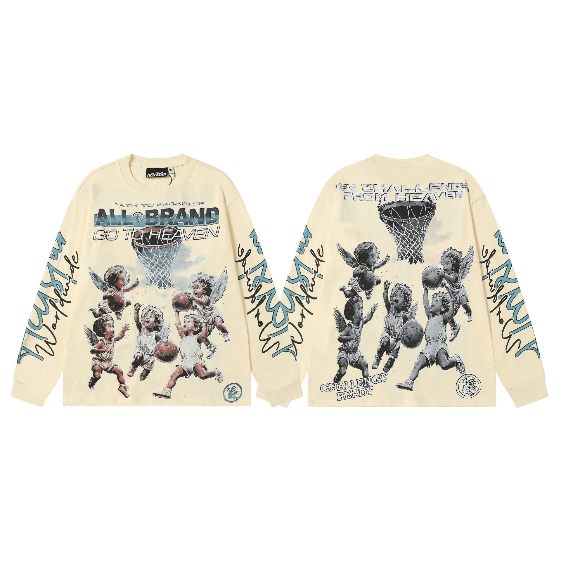 Hellstar T-Shirts Graphic Print Long-Sleeve T-Shirt — 7116 Apricot color