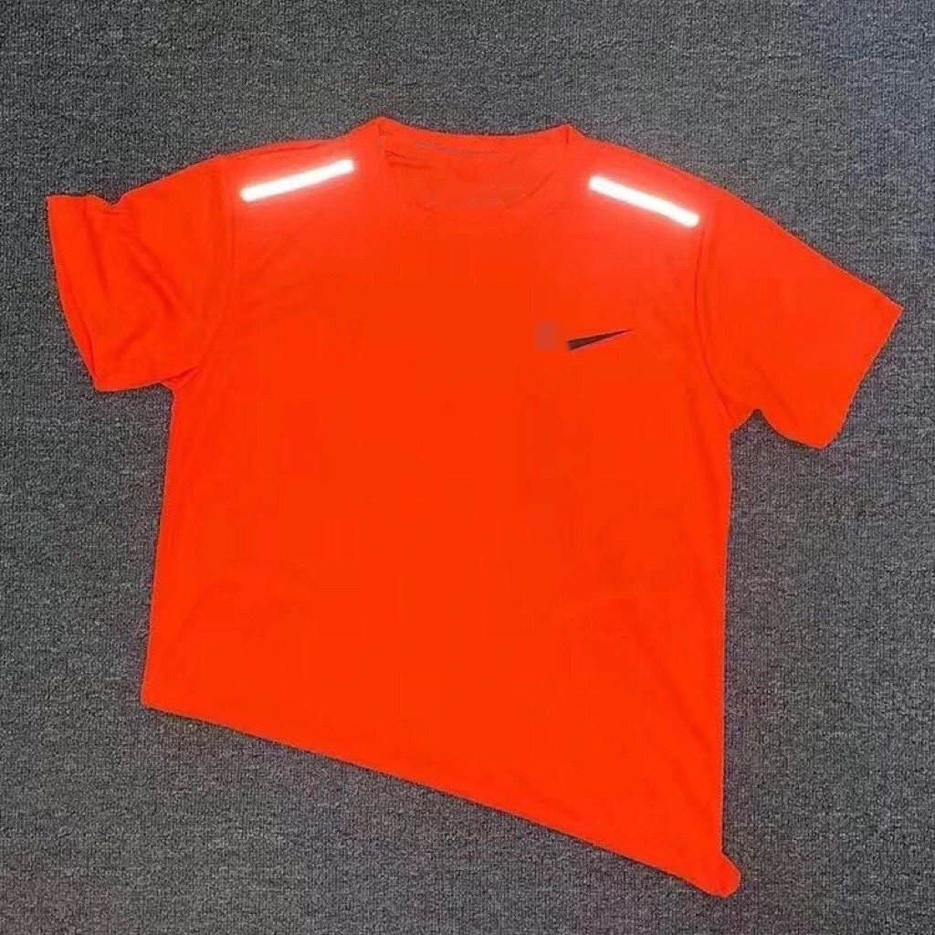 [Reflective Swoosh Short-Sleeve + Reflective Stripe] Orange T-Shirt