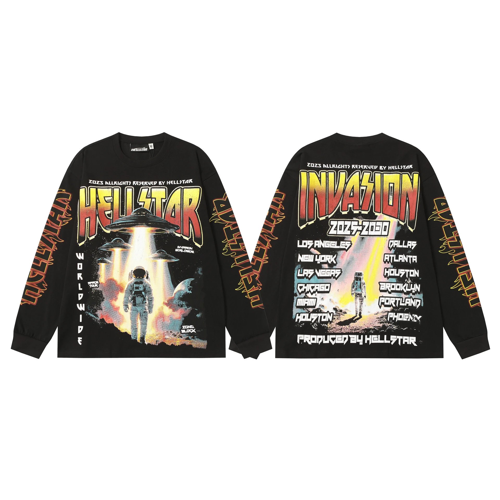 Hellstar T-Shirts Graphic Print Long-Sleeve T-Shirt — 7118 Black