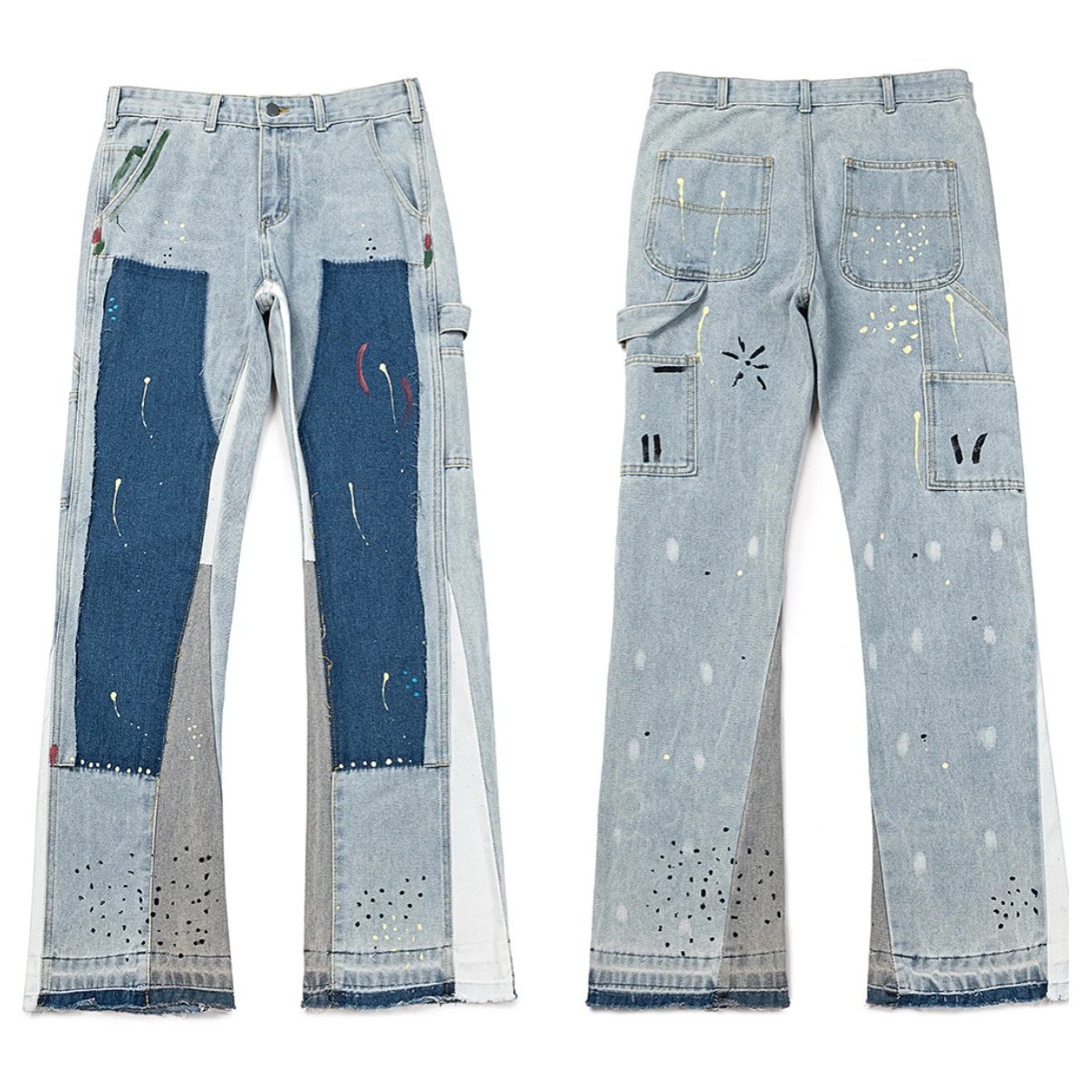 Gallery Dept. Shorts Distressed paint-splatter denim — 4086 blue