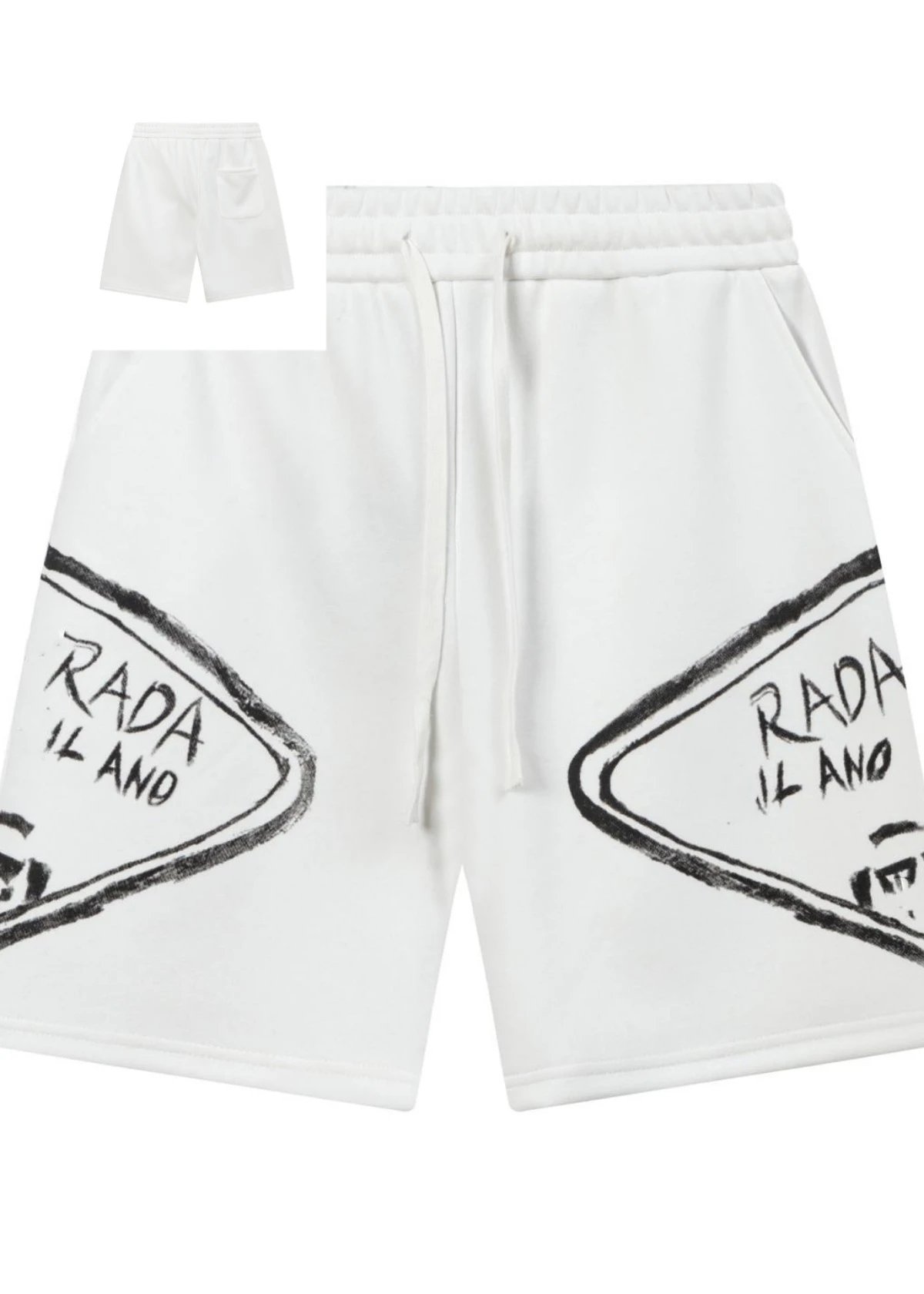 Prada T-Shirts Crew-neck T-shirt with triangular logo plaque — white .. letters logo Graffiti print 05