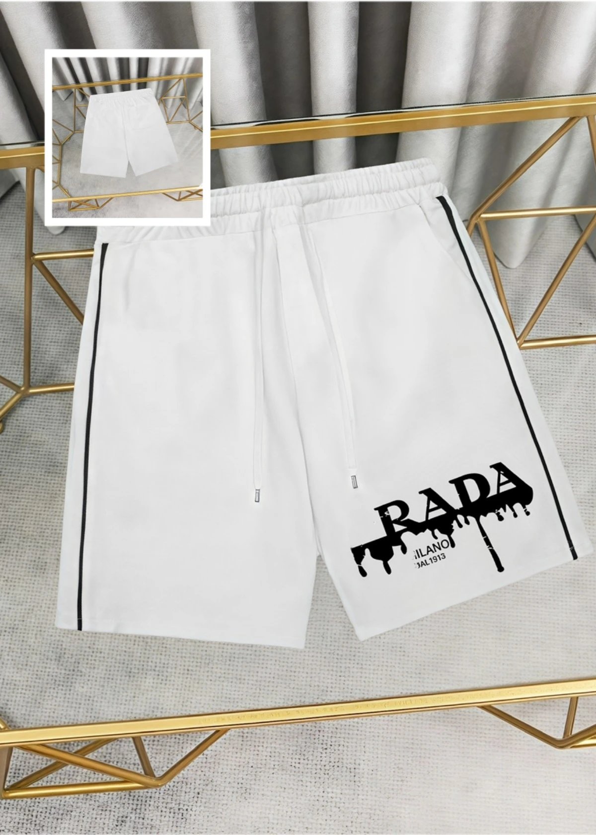 Prada T-Shirts Crew-neck T-shirt with triangular logo plaque — white.LOGO Graffiti print 04