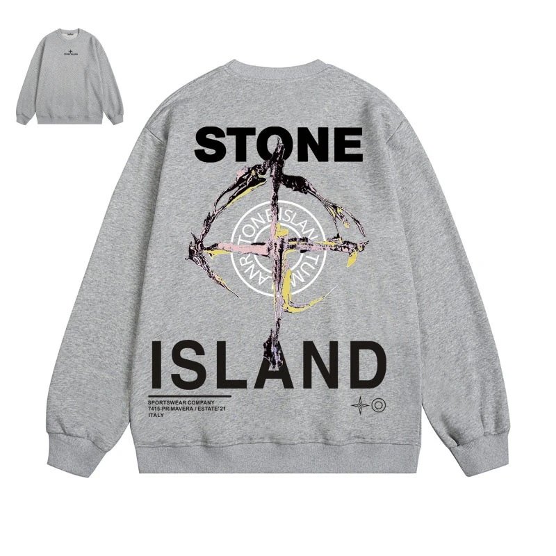 Stone Island Hoodies & Sweatshirts Graphic Crewneck Sweatshirt — 605 gray (velvet)